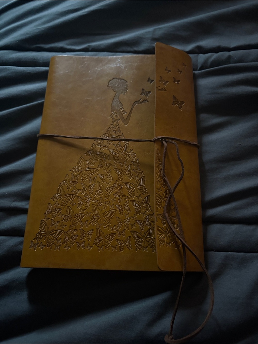 Leather Butterfly Embossed Journal - Brown
